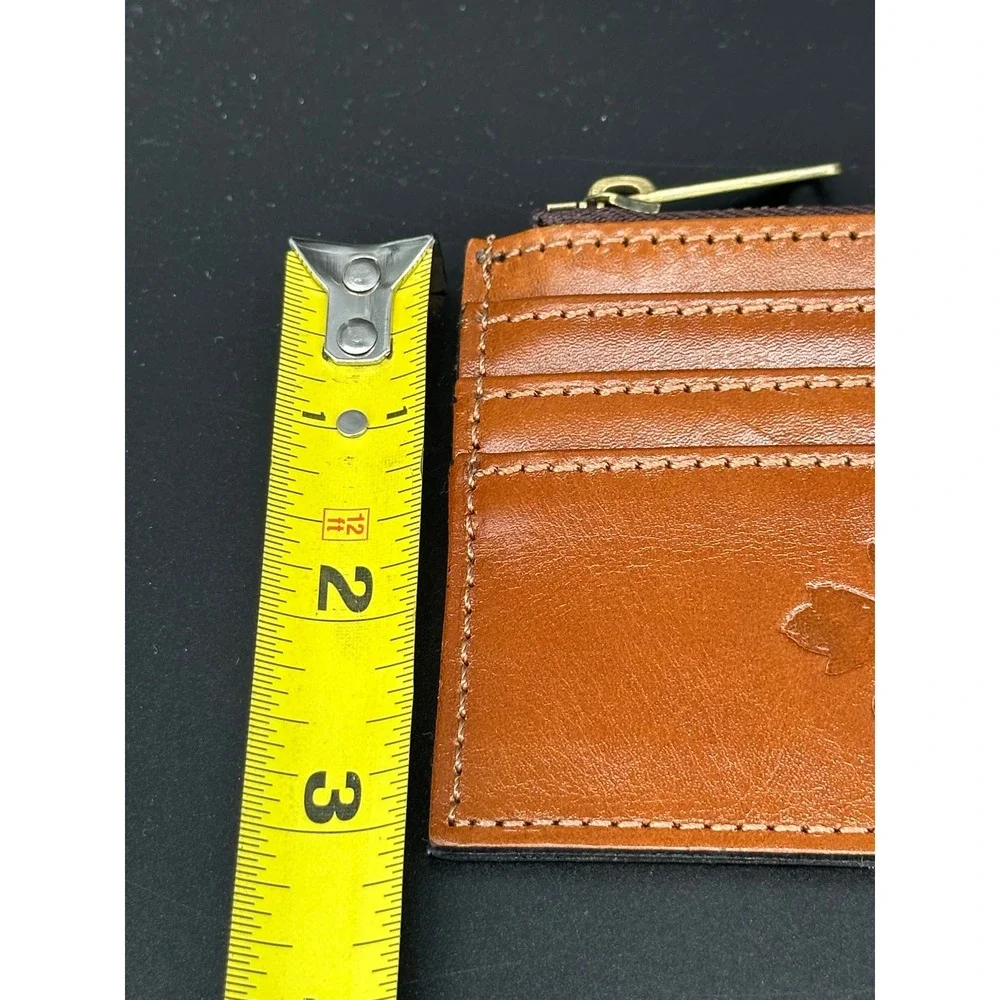 Patricia Nash Leather Card Case and Keychain Set Tan Cognac Flower Charm